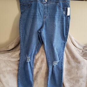 New York & Company Blue Ripped Jeggings